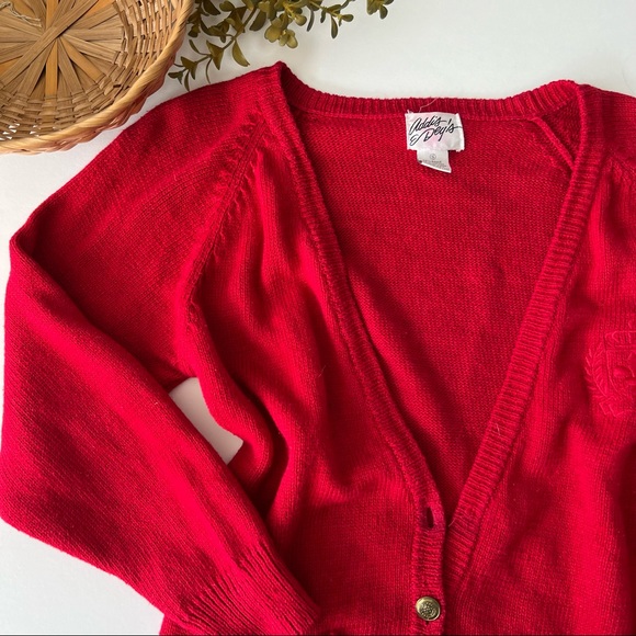 Vintage Heavy Knit Oversized Red Cardigan - Picture 3 of 9